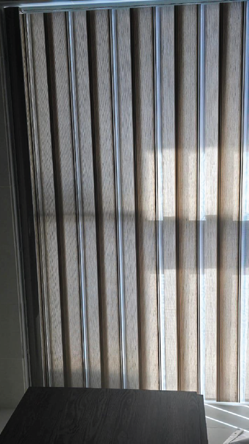 Light-Filtering Vertical Blinds in Neutral Tone